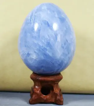 Naturale Albastru Lustruit Celestite Cristal Fosili Gem de Ou Mingea Specimen+Sta 300g