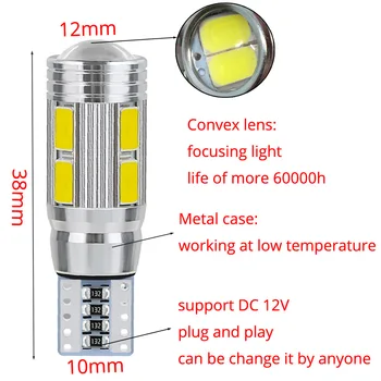 2X Auto de Lumină LED-uri Canbus 194 10SMD 5630 5730 Bec LED Fara Eroare de Lumină LED, Parcare Auto LED Lumina Partea Auto Styling Pentru Acasă