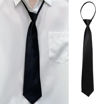 JK Uniformă Cravata Skinny Negru Cravate Pentru Barbati cu Fermoar Pre-Legat Cravata Cravata Fermoar Lung Cravată Cravată Neagră Uniformă Picătură de Transport maritim