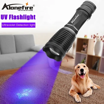 AloneFire Mare putere cu Zoom de Lumina UV Ultraviol Lanterna 395nm de siguranță de Călătorie Pisica si Caine de companie urină Detectarea Torch Lampă baterie 18650