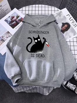 Schrodinger A Murit Pisica Neagra Imprimare Femei Hanorace Hip Hop Liber Hoody Stradă Haine De Toamna De Moda Casual Tricou Femei