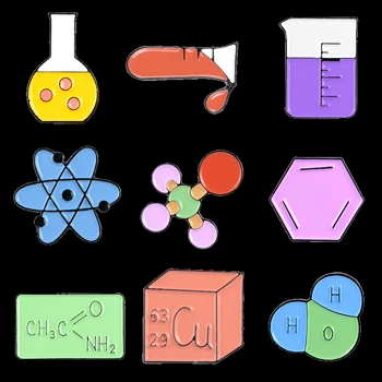 Moda Minunat geometrie Chimie Formula Moleculară Pahar Ulei de Aliaj Picură Brosa Mare Arhivele de Email Cowboy Insigna