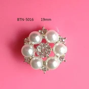 Transport gratuit 19mm pearl stras butonul 50PCS/lot cu coadă de păr accesoriu (BTN-5016)