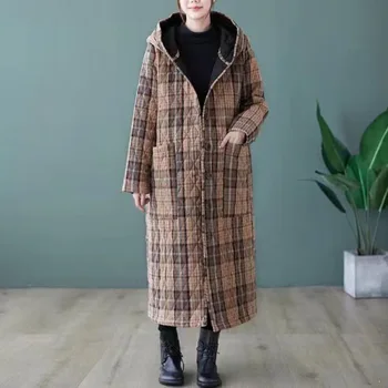 2021 Nou toamna iarna Femei de Moda de mult timp hoodie down Parka din Bumbac Jachete Groase de sex Feminin haină Lungă cald îmbrăcăminte