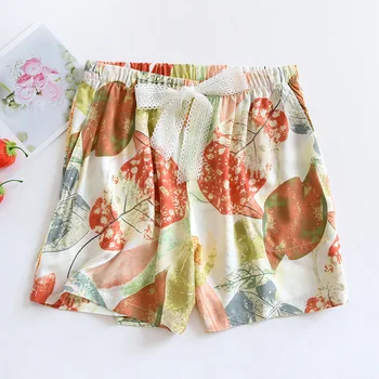 NOI de Vara Femei Pijamale cu pantaloni Scurți Florale Imprimare pantaloni Scurți Stil Japonez Simplu Plajă Fundul Pierde Acasa Pantaloni Dantelă pantaloni Scurți pentru Femei