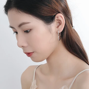 Coreeană Solid 925 de Argint Sterlină Inima Mare Hoop Cercei de sex Feminin de Aur Mare Bucla cercei Prietena Cadou Boucle Doreille SE163