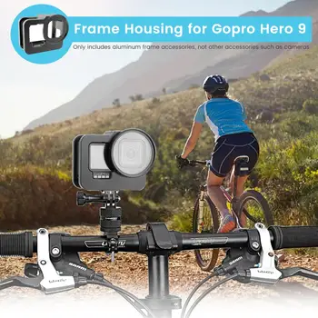 Metal Aluminiu Cadru de Protecție Caz Cușcă pentru GoPro Hero 9/10 Negru cu CPL 52mm/Rosu/ND4/8/16/Steaua/10x Macro/Filtru pentru Go Pro