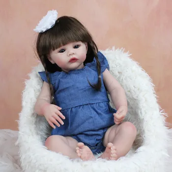 48 CM Silicon Renăscut Păpușă Jucărie Pentru Fete Pânză de Corp Bebe Ca Real Nou-născut Handmade Cadou de Ziua de nastere