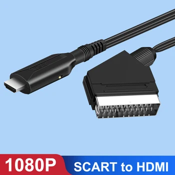 1080P SCART la HDMI Video Audio Converter Cablu Adaptor de sex Masculin de sex Masculin SCART Intrare la Ieșire HDMI pentru HDTV Sky Box-STB Plug Play