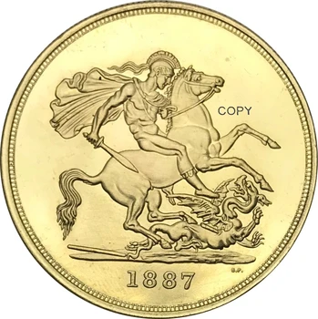 Marea britanie 1887 Britanic Regina Victoria Jubilee Cap Monedă de Aur din Metal Alama Copia Monede
