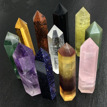 1 BUC Naturale Cristal de Cuarț Punct Unic de-a arătat Ametist, Fluorit Coloana de Vindecare Cristale de Energie Bagheta Minerale Obelisc 6-7cm