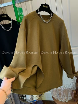 2022 Femei de Iarna Noi Harajuku Retro Tricouri Culoare Violet Neregulate Streetwear Pulover Doamna O-gât Simplu BF Stil Oversize
