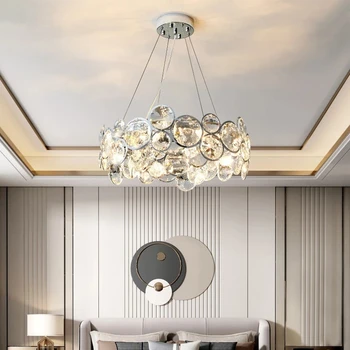 Led-Uri Moderne Candelabru Pentru Living De Lux Sticlă Lampă De Agățat Decor Acasă De Iluminat Interior Argint/Aur Rotund Dormitor Luciu 2021