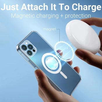 Transparent Pentru Magsafe Magnetic Wireless de Încărcare de Caz Pentru iPhone 14 11 12 13 Mini Pro Max XR XS 8 7 Plus SE Greu de Acoperire Acrilic