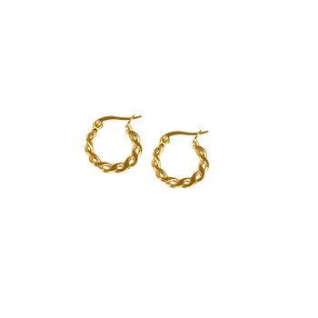 Culoare de aur din Oțel Inoxidabil Mici Hoop Cercei pentru Femei Dublu Fir Ureche Accesorii de Moda en-Gros Bijuterii 2022 NOI