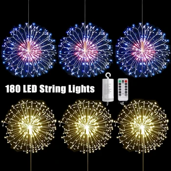 180 LED-uri de Artificii Șir de Lumini 8 Moduri de Control de la Distanță de Baterie Lumini de Basm Șir de Nunta Petrecere de Craciun Festivalul de Decor Lampa