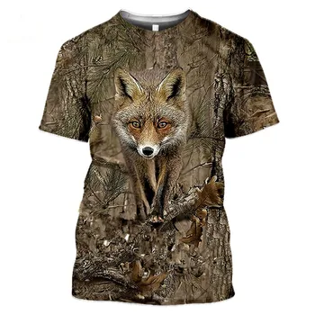 Camuflaj animale de vânătoare de mistreți 3D T-shirt liber de vară pentru bărbați T-shirt de moda de stradă pentru femei pulover cu maneci scurte pasăre