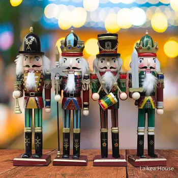 4buc/set 30CM Lemn spargatorul de Nuci Papusa Soldat Figurine Miniaturale de Epocă, Lucrări de Păpuși de Anul Nou Ornamente de Crăciun, Home Deco