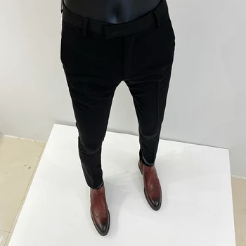 2022 Masculin Business Casual Pantaloni Rochie Stil Britanic Slim Fit Formală Clasic de Birou Sociale Pantaloni pentru Barbati de Nunta Petrecere, Pantaloni