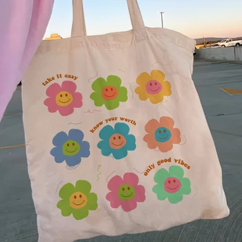 Femei Cumparator Florale Shopping Canvas Shopper Bag fata Tote geantă de mână de Umăr Geanta Lady