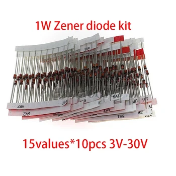 15 Valori*10buc 150pcs 1W Dioda Zener DO-41 3V-30V Componenta Kit DIY