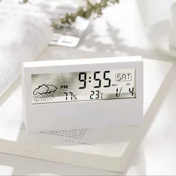 Alarmă Ceas Digital de Birou Ceas de Masa Curbat Ecran cu LED-uri Ceasuri de Alarmă pentru Copii Dormitor Temperatura Funcție de Amânare Decor Acasă