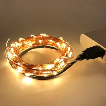 50/100/200 solare led USB lampa LED rezistent la apa Sârmă de Cupru Șir de Vacanță în aer liber benzi Petrecere de Craciun Decor de Nunta