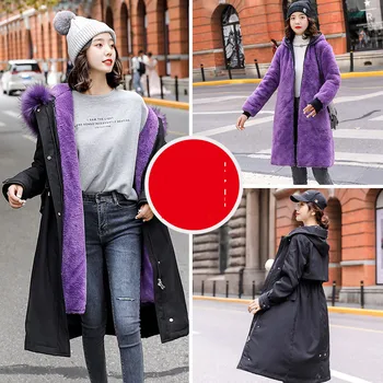 Iarna Femei, Geci European De Modă De Culoare Solidă Jacheta Cu Gluga Liber Casual Cu Maneca Lunga Din Bumbac Captusit Haina