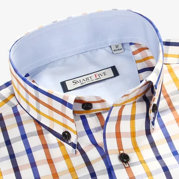 Nou Stil pentru Bărbați Tricouri Rochie cu Maneci Lungi din Bumbac Modele Carouri Camasa Slim Fit Camisa Masculina Haine Barbati Dimensiune 37-45 46