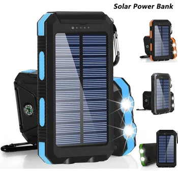 80000mAh Solar Portabil Putere Banca de Încărcare Poverbank Trei apărare Extern Încărcător de Baterie Puternică de Lumină LED Dublu USB