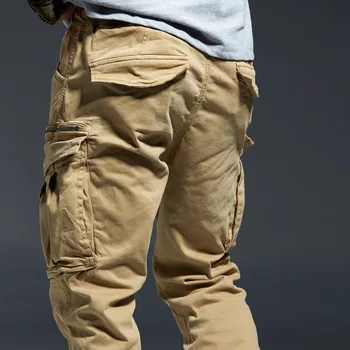 Glezna Lungime Pantaloni De Trening Barbati Bumbac Tip Denim Cu Buzunare Elastic Talie Pantaloni Pentru Bărbați 2020 Gros De Iarna Tactice Pantaloni