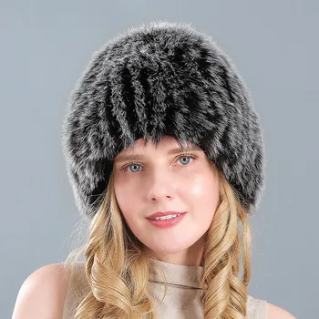 Femei Fox Caciula de Blana Pentru Iarna Naturale Capac de sex Feminin din rusia Blană Pălării în aer liber urechea Caldă de Flori Earmuff Căciuli Capace