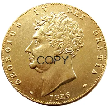 Marea BRITANIE 1826 5 Kg - George IV Placat cu Aur Copie Monede