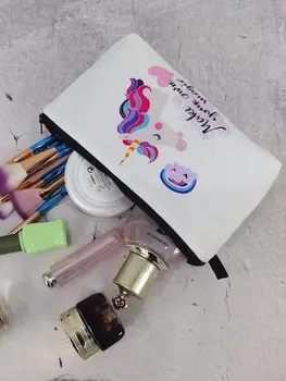 Drăguț Unicorn Scrisoarea Imprimate Cosmetice Organizator Femei Durabil Doresc Geanta Cadou Creativ Machiaj De Moda Saci De Copii Creion Caz