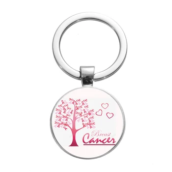 FIMAODZ Cancerul de Sân Conștientizare Breloc Panglica Roz de Sticlă Imagine Manual Metal Lanț Cheie Inel pentru Femei Cadouri