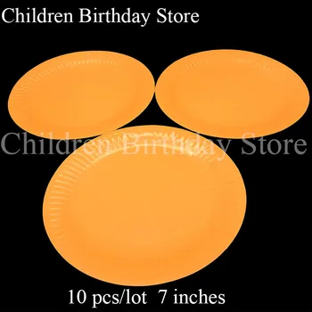 10buc/lot portocaliu tema farfurii de unică folosință de culoare solidă ziua de nastere decoratiuni de partid portocaliu plăci de hârtie de culoare pură feluri de mâncare