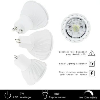 10X Estompat GU10 MR16 LED Spotlight7W GU5.3 Lampă cu LED-uri COB 220V Rece/ Alb Cald bombilla Bec Lampa Pentru Iluminatul de Birou Acasă