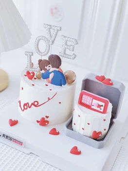 Nunta Cupcake Topper Set Inima de Dragoste Iubitorii de Dulce Tort Fân Pentru Aniversare, Valentine ' s Zi, Nunta Petrecere Decoratiuni Tort