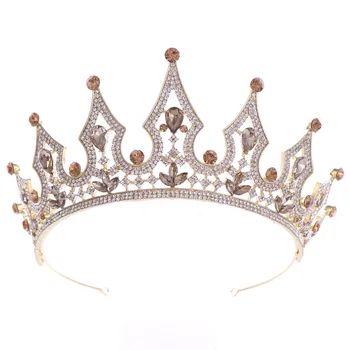 Coroana Europa și America de Vânzare Crystal Crown Princess Stras Banda Cerc de bijuterii de Mireasa Tiara Stralucitor Placat cu Șampanie