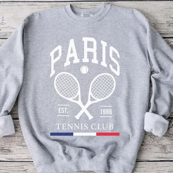 Paris Tenis Club Stil Vintage Pulovere Largi, Din Bumbac Fleece Gros De Toamnă Rochii Cu Maneci Lungi Pentru Femei Pulover Casual Jachete