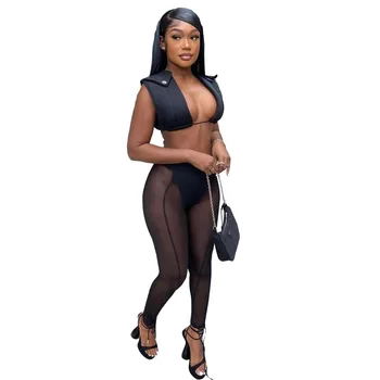 2022 Vara Noua Moda Sexy Negru Mesh Femei Bikini Costume De Baie Set