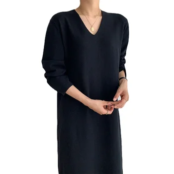 Îmbrăcăminte Coreeană Rochie Pulover Femei Cald Gros Toamna Solid 2022 Elegant Tricotate Femeie De Iarna Vintage Rochii Noi De Sex Feminin Vestido