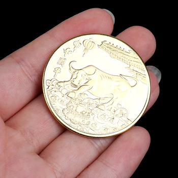 2021 Anul Nou Monedă De Aur Douăsprezece Zodia Taur Cadou Comemorative Decorative, Monede De Colecție