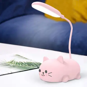 Cald LED Masă Lampă de Desene animate Drăguț pentru animale de Companie Pisica Lumina de Noapte Usb Reîncărcabilă Led Lumina Tabelul Copil Protecție pentru Ochi Alb Cald Lampă de Birou