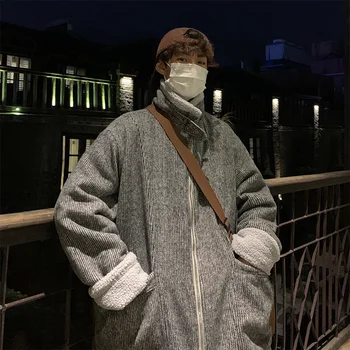 Iarna Gros De Catifea Sacou Bărbați Cald Moda Retro Îngroșat Miel Lână Jachete Barbati Streetwear Coreean Pierde Blana Scurta Barbati