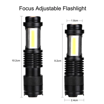 7W XML-Q5+COB LED Lanterna Portabil Mini ZOOM torchflashlight Folosi AA 14500 Baterie rezistent la apa în viața de Iluminat felinar
