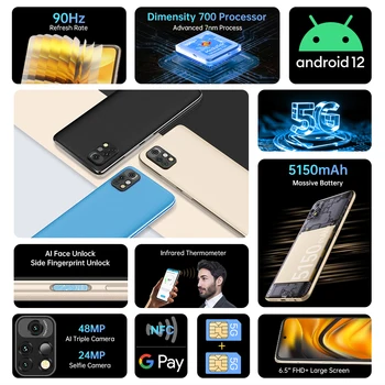 5G Telefonul Smartphone Android UMIDIGI A13 Pro Dimensity 700 90Hz 6.5