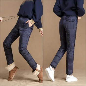 De Iarnă din 2018 Creion lungime Pantaloni Femei Cald Gros în Jos Pantaloni de Bumbac de sex Feminin Mare Elastic Talie Pantaloni Casual Plus Dimensiune 4XL A1121