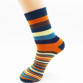 Barbati Din Bumbac Stripe Socks Nou Multi-Culoare Anti-Bacteriene Confortabil Deodorant Respirabil Om Casual Ciorap (3 Perechi / Lot)