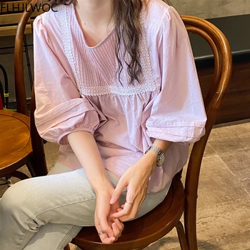 Puffy Shirt Drăguț Fete Dulci Japoneze Stil Papion Femei Topuri Blusas Casual Solid Alb Ciufulit Bluze Peplum